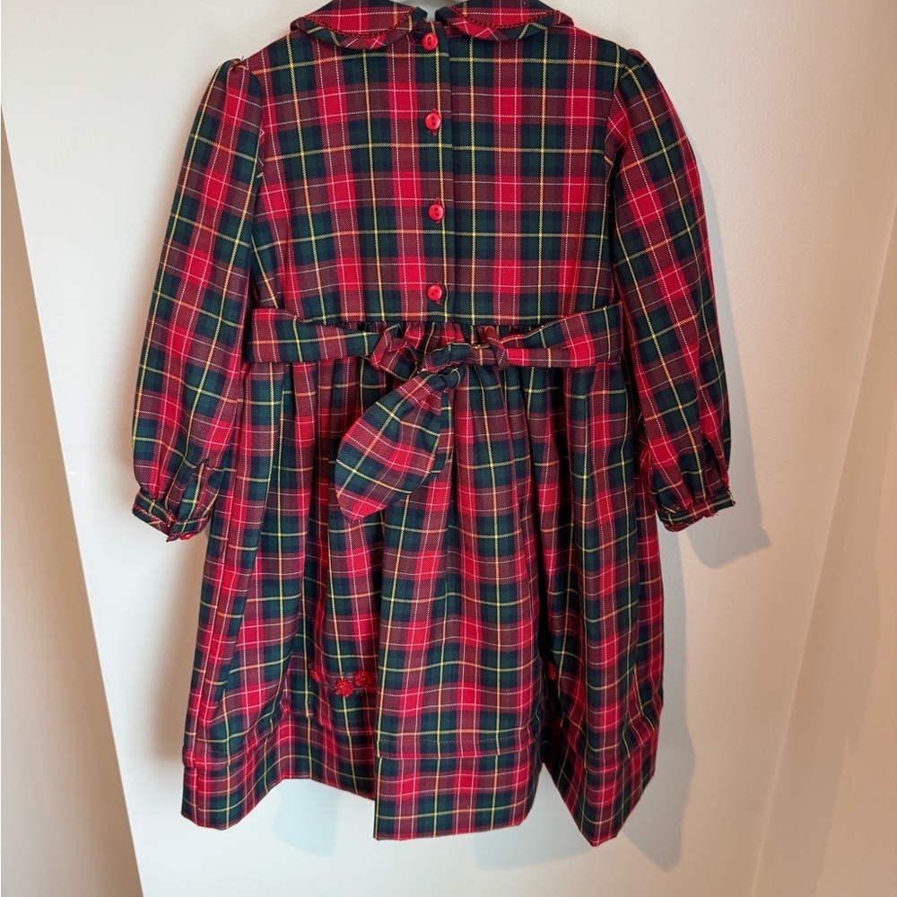 Sarah Louise England Hand Smocked Christmas Plaid Dress Size 3Y - Picture 7 of 9